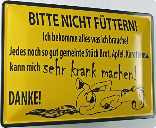 Blechschild 20x30cm gewölbt Bitte Nicht Füttern Pferd Deko Geschenk Metall Schild