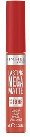 Rimmel London Lasting Mega Matte Liquid Lipstick, Long-Lasting, Hydrating, Vegan Formula - 600 - Coral Sass, 7.4ml