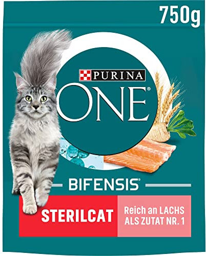 Nestlé PURINA ONE BIFENSIS STERILCAT Katzenfutter trocken für sterilisierte Katzen, reich an Lachs, 6er Pack (6 x 750g)