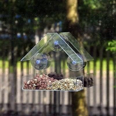 Garden Mile Transparent Acrylic Window Bird Feeders | Hanging Strong Suction Cup Feeder for Small Birds with Easy Refill & Clean Design | Bird Watching, Wild Birds, Seed, Suet, Mealworms, Fat Balls
