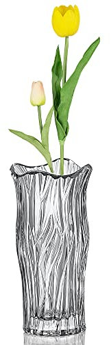 Homewit Glas Blumenvase, Moderne minimalistische Vase, Dekorative Glasvase Säulenvase floraler Pflanzenbehälter für Tischdeko, Geschenk für Hochzeit, Einweihungsparty, Feiern Grau