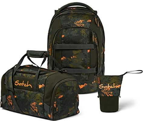 satch Pack Pencil Slider Edition Schulrucksack Set 3tlg. mit Sporttasche (Jurassic Jungle), Einheitsgröße