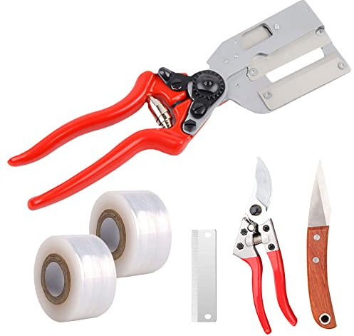 ATAAY 2-in-1-Gartenveredelungswerkzeug Pruner Kit für Obstbäume, multifunktionale professionelle Veredelungsschere für die Veredelung von Obstbäumen, einschließlich Veredelungsbändern, V