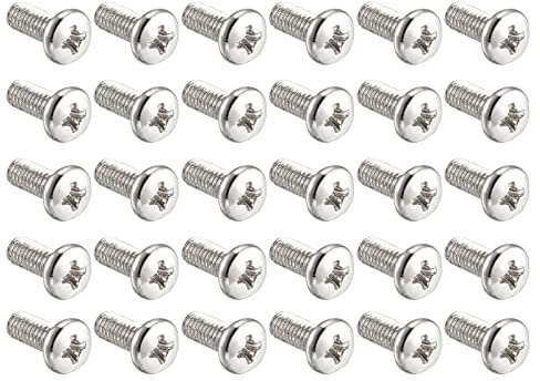 QUARKZMAN M4 Piatta Phillips Croce Testa Vite x 30pz 304 Inox Acciaio Fissaggi Bulloni per Precisione e Industriale Macchine, [10mm Lunghezza, Argento Tono]