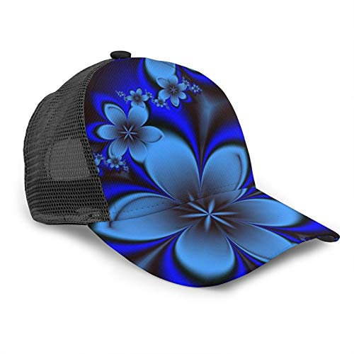 Oaieltj Unisex Baseballkappe Unisex Verstellbare Snapback Cap Cool Hip Hop Trucker Hut Atmungsaktiv Papa Hut, Blaue Blumen mit Blumenmuster, One size