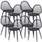anrekl Set von 8 stilvollen minimalistischen Esszimmerstühlen, Küchenstühlen, Wohnzimmerstühlen, Hohlstuhl, geeignet für Küche, Esszimmer, Wohnzimmer, Büro, Café, Schlafzimmer, Metallbeine (Schwarz)