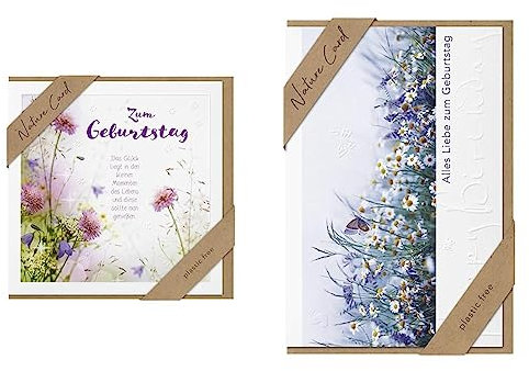 bsb - Karte zum Geburtstag - Nature Card - Glückwunschkarte 11,5 x 17 cm & Karte zum Geburtstag - Nachhaltige Karten zum Geburtstag - Geburtstagskarten mit Umschlag - Glückwunschkarte 11,5 x 17 cm