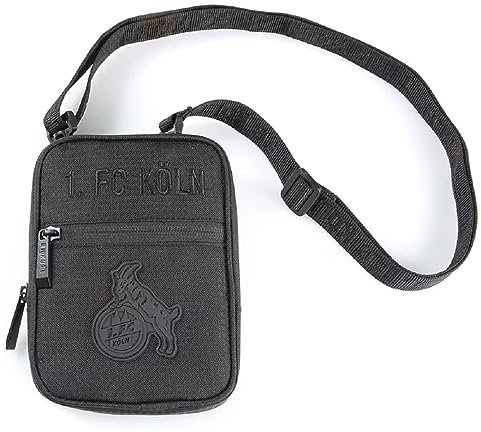 1. FC Köln Stadiontasche - All Black - klein Tasche Umhängetasche schwarz - Plus Leszeichen I Love Köln