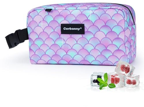 Cerbonny Small Cooler Bag Freezable Lunch Bag for Work School Travel, Small Insulated Bag for Kids/Adults, Freezer Lunch Bags, Mini Lunch Bag Fit for Yogurt, Purple Fish
