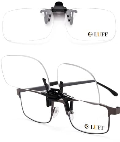 LUFF Clip On Lesebrille und Flip Up -Blue Light Blocking Lupenbrille, Lupen Linsen Leser für Männer und Frauen(2.0X)