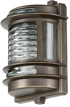 Licht-Erlebnisse Außenwandleuchte Messing Glas in Schwarz Antik IP64 Haus Garten B:16 cm E27 Schiffslampe Maritim wetterfeste Wandlampe Outdoor GRACIA
