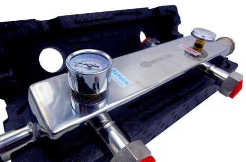 Hydraulische Weiche NORDIC TEC - für Heizung + thermische Isolierung, Manometer und Thermometer
