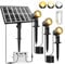 MEIKEE Gartenstrahler Solar 3 Stück Solarlampen 2700K 4000K 6000K 3 Helligkeit Timer Gartenbeleuchtung Fernbedienung Solarstrahler IP66 Wasserdicht Gartenleuchte für Garten Terrasse Weg Baum