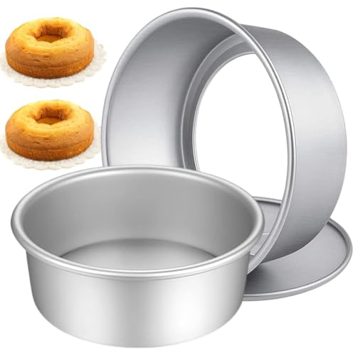 2 Piezas Moldes para Pasteles Redondos de Aluminio,8 Pulgadas Molde para Pastel Redondo de Aluminio Anodizado,Base Desmontable Bandeja Plata,Molde de Pastel Redondo,para Boda,Cumpleaños,Fiestas