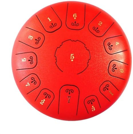 LVYUDS Tragbare Zungentrommel, 12 Inch 15-Ton Tongue Drum Set for Erwachsene/Anfänger, 13-Ton Mit Trommeltasche Und Anderem Zubehör(Rot)