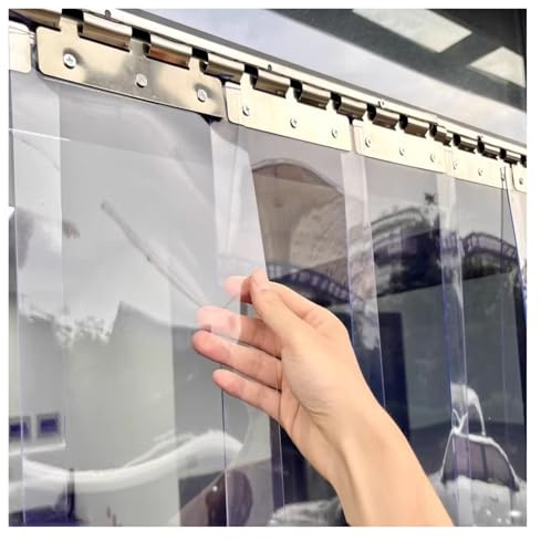 Qulamrdk Transparent PVC Streifenvorhänge, Lamellen aus Vinyl Streifenvorhang Industrie Bausatz Komplett Vormontiert für Lagerhäuser Fabriken(1.2x2.1m)