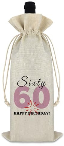 Ximalun 60th Birthday Gifts for Women Men Wine Bag 60th Birthday Decorations Wine Bottle Bag for Him Her Turning 60 Mum Dad Grandma Husband Wife Sister Brother Best Friend Birthday Gifts