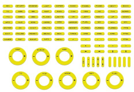 Simoni Racing SRS10 Neon Yellow Steering Wheel Stickers for Driving Simulator, Buttons Stickers