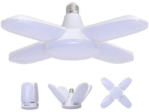 ZFQ LED Garagenleuchten E27, 60W 6000LM Einstellbar Garage Deckenleuchten 6500K, Kaltweiß, Led Shop Lichter Garagenbeleuchtung mit 4 verstellbare Verkleidungen für Werkstatt Keller Korridor, 2 Stück