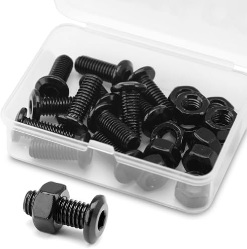 12 Juegos M8 x 16mm Kit de Pernos y Tuercas de Cabeza Hueca Hexagonal Redonda Plana 304 Acero Inoxidable Óxido Negro, Tornillos Para Muebles