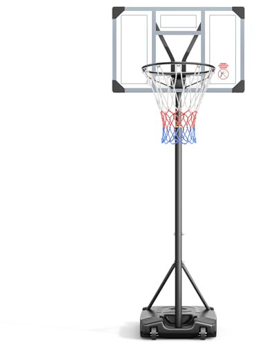 Basketballkorb Outdoor,Basketball Ständer 4.8-8.5FT Höhenverstellbar,Wetterfester Basketball Hoop Kinder Teenager,Geeignet für Innenbereich Hinterhof Einfahrt (Grau)