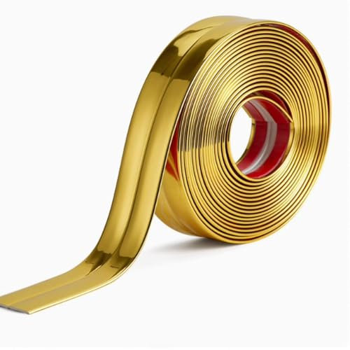 Cornière PVC,1.5x1.5cm Revêtements d'angle Autocollant Plinthe Souple Protection d'angle Bordure d’angle de Mur Bande Décorative pour Plans de Travail,Carrelage, Coin de Mur,Meubles,Or 5M