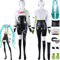 bbganlian Anime Hatsune Miku Cosplay Kostüm Outfit Rollenspiel Uniform Komplettes Set Halloween Party Karneval Dress Up Anzug mit Overall Perücke Kopfschmuck Kopfhörer für Frauen (M)