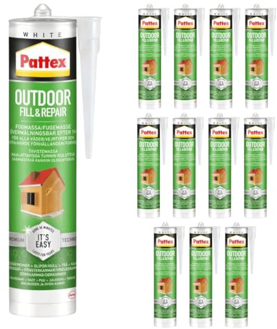 Dichtstoff für Innen und Außen Weiß - Sealant für Fugen - Überstreichbar nach einer Stunde Vielseitige Haftung auf verschiedenen Oberflächen - Fugenmasse (12 x 280ml)