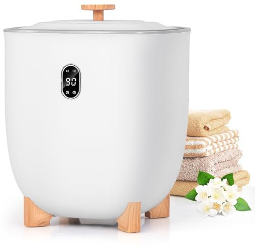 RELAX4LIFE 25L Towel Warmer, Bucket Style Large Hot Towel Heater with 2 Heat Levels, 20-90 Mins Timer & Auto Shut Off, Portable Spa Bath Heater for Bathrobes, Blankets