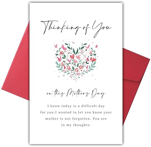 Bewoow Muttertagskarte Thinking of You, Trauerkarte für den Verlust der Mutter, herzliche Trauerkarte für sie, Beileid zum Muttertag, unterstützende Botschaft für trauernde Tochter oder Sohn