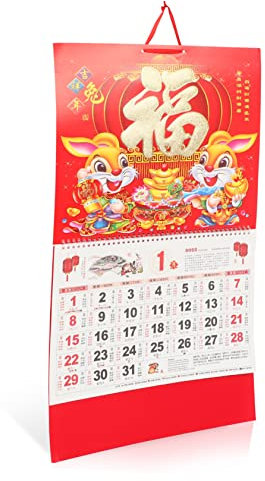 DIYEAH 2023 Hängender Mondkalender Traditioneller Kalender Hasenjahre Wandkalender Haushalt Mondkalender Hängende Kalenderdekoration Traditioneller Mondkalender Hasenjahreskalender Papier