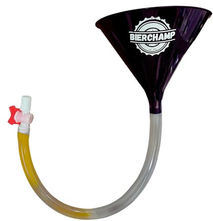 Bierchamp© Entonnoir à bière - Entonnoir à bière - Entonnoir à bière - Entonnoir à bière avec robinet d'arrêt - Entonnoir à bière avec valve - Entonnoir à boire - Entonnoir de fête - Jeu à boire