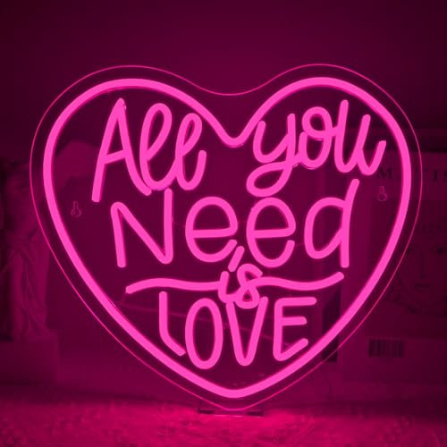 VYXIN All You Need Love Neon Schild, Neon Sign LED Schild Wand Leuchtreklame USB Power für Bedroom Pub Home Bar Room Club Party Lichter Window Decor Schlafzimmer Wohnzimmer Library Geschenke