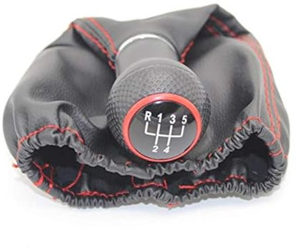 para Seat para Ibiza 1996 1997 1998 1999 2000 2001 Perilla de Palanca de Cambios 5 velocidades para automóvil con Funda de Cuero sintético Línea roja Pomos Palanca de Cambios(Gray)