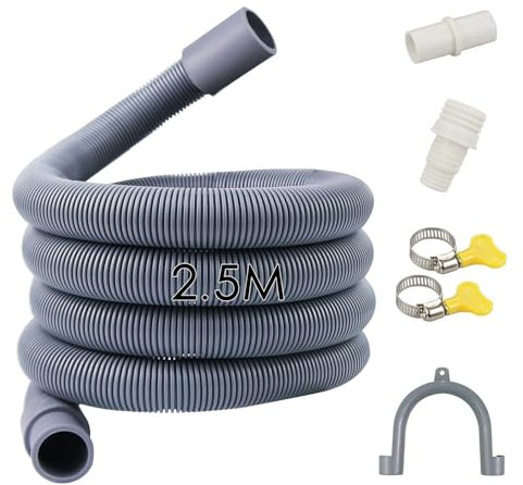 Quanerba Manguera de desagüe de 2,5 m para lavadoras, manguera de desagüe para lavavajillas, manguera de extensión, manguera de desagüe y lavavajillas (2,5 m)