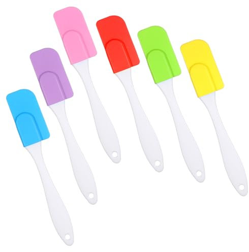 JJUNW 6Pcs Mini Silicone Spatula Set, Premium Mini Spatula, Heat Resistant Rubber Spatulas for Kitchen & Baking, Mixing, Non-Stick Kitchen Tools