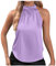 Generisch Maglietta a righe da donna in raso di seta, casual, senza maniche, con colletto alto, orlo arrotondato, per l'estate, leggera, elegante, camicia estiva da donna, Lilla, M