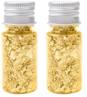 Set di 2 bottiglie di foglia d'oro commestibile, multifunzione in bottiglia decorativa foglia d'oro carta per decorazione di dessert torta cioccolato cottura pittura artigianato unghie decorazione