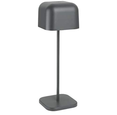 Olympia Lucca Cordless LED Table Lamp Squared Dome, Grey, 300mm | Cordless design adds portable illumination to tables, bar counters or dining areas without trailing cables.