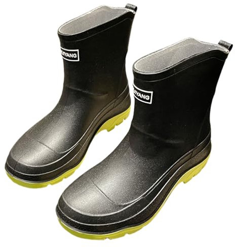 VaiKanhai Stivali di gomma Stivali da pioggia corti per uomo e donna, leggeri da giardino, stivali da pioggia antiscivolo, da donna, eleganti stivaletti in gomma con tacco medio e comodi, Nero , 40 EU