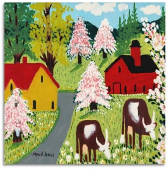 YMXSDIMDS Maud Lewis Kunstdruck, Motiv: Untitled 6 von Maud Lewis, Gemälde, Poster, Wandkunst, Bilddrucke, hängende Foto-Idee, Dekoration, 40 x 40 cm