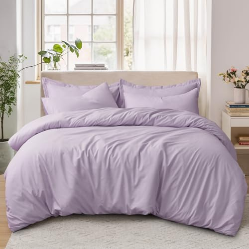 Tifschlaf King Size Duvet Cover Sets - Kingsize Bedding Set with 2 Pillowcases - Ultrasoft Brushed Microfiber Quilt Bed Cover with Zip Fastening, Lavender Purple (230x220)
