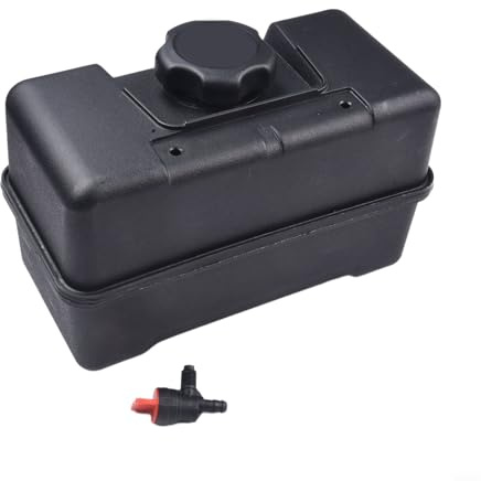 Vasiumic 691993 Réservoir de carburant avec bouchon pour déchiqueteuse à bois, motoculteur, réservoir de carburant de rechange en plastique noir de 4 litres avec valve d'arrêt et filtre pour montage à