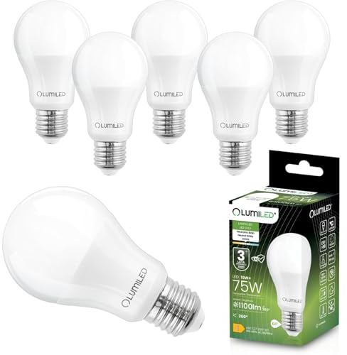 Lumiled A60 E27 LED Lampe 10W ersetzt 75W 1100lm 4000K Neutralweiß Nicht Dimmbar 260° Abstrahlwinkel Energiespar Leuchtmittel 6er Pack Tropfen Lichtquelle Innenbeleuchtung