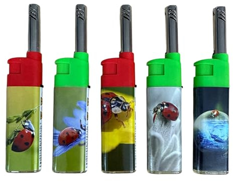 Accendino Multiuso per Cucina, Barbecue, Camping, Ricaricabile, Multicolore, con Impugnatura Ergonomica, Fiamma Regolabile (5 pz. Cucinella (12,5cm))