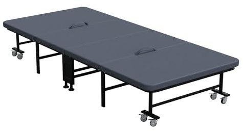 HAGO24 | Gästebett klappbar | 80x190cm | Faltbett | Einzelbett | Metallbett | Klappbett | Rollbar | Notbett | Stahlgestell | Polsterung | 8 Rollen |