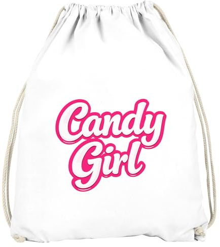 MoonWorks® Turnbeutel - Candygirl - Accessoires Fasching Gadgets Spruch lustig Faschingsartikel Tasche Gymbag Weiss unisize
