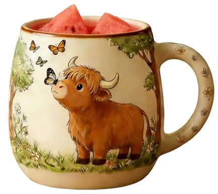 Zohuwerui Cow Coffee Cup - 10oz Ceramic Cup with Cow Pattern | Cute Milk Mug | for Coffee Tea Milk Juice Hot Cold Drinks Drinkware Colleagues Coworkers Women Men Home Office