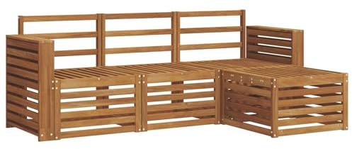 vidaXL Sofagarnituren 4 pcs Natur Massivholz Akazie, Moderner Garten-Sofa, robuster Sectional für den Außenbereich, stylishe Lounge, Terrasse für Komfort