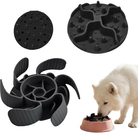 KASESSS 2 Pièces Insert pour Gamelle pour Chien Nourriture Lente, Gamelle Anti Glouton Chat en Silicone avec Ventouse, Gamelles Anti Glouton Chien Favorise Alimentation Saine et Digestion Lente